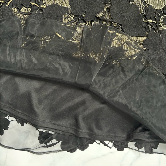 Anthropologie Eva Franco Gilt Bouquet Skirt Black Gold Lace - Picture 11 of 16